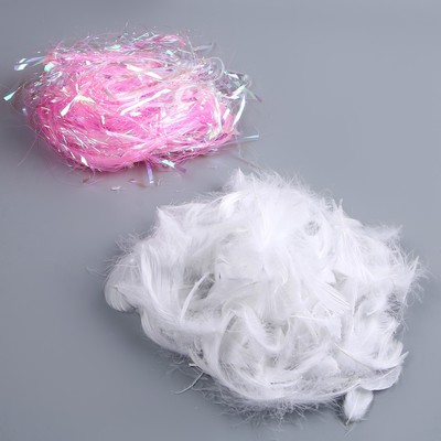 Набор для творчества и декора «Перья белые + наполнитель», розовый