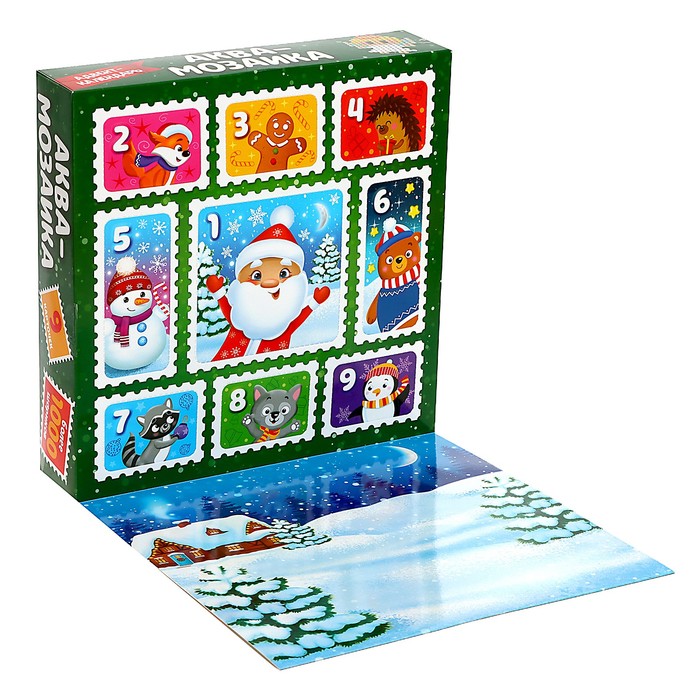 Адвент-календарь «Дед Мороз», аквамозаика 1000 шариков, 8 трафаретов - фото 1926870786