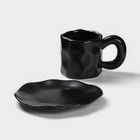 Чайная пара керамическая «Базальт», 2 предмета: кружка 200 мл, блюдце d=14,8 см, цвет чёрный - Фото 2