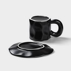 Чайная пара керамическая «Базальт», 2 предмета: кружка 200 мл, блюдце d=14,8 см, цвет чёрный - Фото 4