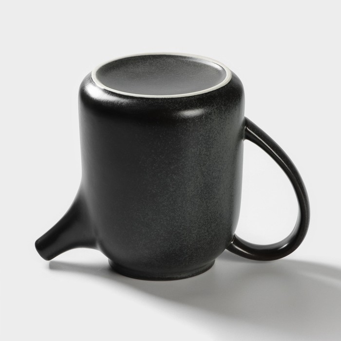 Набор керамический чайный Loft, 6 предметов: чайник 1 л, 4 кружки 250 мл, поднос 33×20 см, цвет чёрный - фото 1910832573