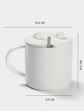 Кружка с ложкой «Панда», 350 мл, керамика, белая