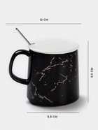 Кружка с ложкой «Чёрный мрамор», 350 мл, керамика, чёрная - Фото 2