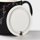 Кружка с ложкой «Чёрный мрамор», 350 мл, керамика, чёрная - Фото 5