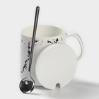 Кружка с ложкой «Белый мрамор», 350 мл, керамика, белая - Фото 2