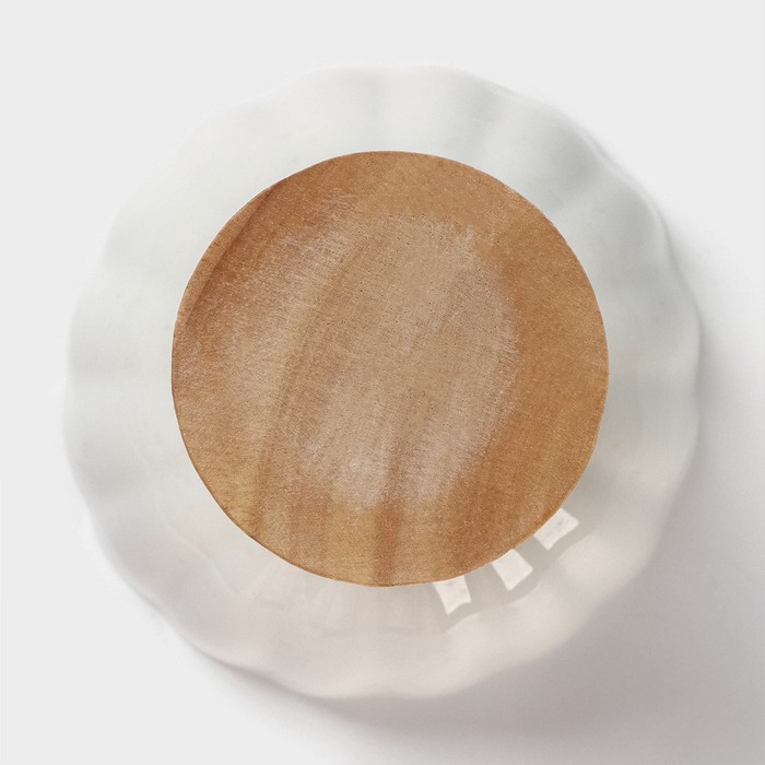 Креманка керамическая, 2 предмета: креманка d=10 см, вилка h=13 см, цвет белый - фото 1882881049