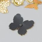 Бабочки картон двойные крылья "Ажурные с золотом" набор 12 шт h=4-10 см на магните - Фото 3
