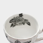 Сервиз фарфоровый чайный Black rose, 12 предметов: 6 кружек 220 мл, 6 блюдец d=15 см, цвет белый - фото 4400582