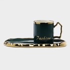 Чайная пара «Роскошь», 3 предмета: кружка 250 мл, блюдце 23.5×13 см, ложка, керамика, зелёная - Фото 8
