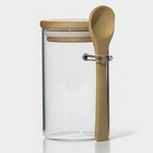 УЦЕНКА Банка стеклянная для хранения сыпучих продуктов с ложкой и бамбуковой крышкой BellaTenero «Эко», 280 мл, 8,5×7×11 см - Фото 2