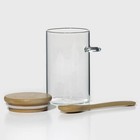 УЦЕНКА Банка стеклянная для хранения сыпучих продуктов с ложкой и бамбуковой крышкой BellaTenero «Эко», 280 мл, 8,5×7×11 см - Фото 3