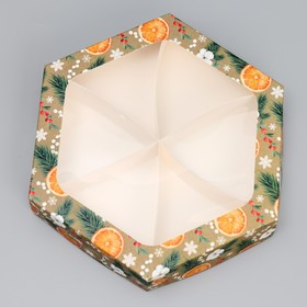 Коробка складная «Хвоя, хлопок, апельсины», 23 × 23 × 4 см