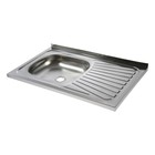 Мойка кухонная TRIO, накладная, без сифона, 80х50 см, левая, нержавеющая сталь 0.4 мм - фото 25497617