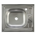 Мойка кухонная TRIO, накладная, без сифона, 60х50 см, левая, нержавеющая сталь 0.4 мм - фото 11404660