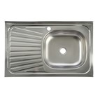 Мойка кухонная TRIO, накладная, без сифона, 80х50 см, правая, нержавеющая сталь 0.4 мм - фото 3920477