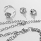 Набор 4 предмета: серьги, колье, браслет, кольцо «Грация» круги, цвет белый в серебре - Фото 3