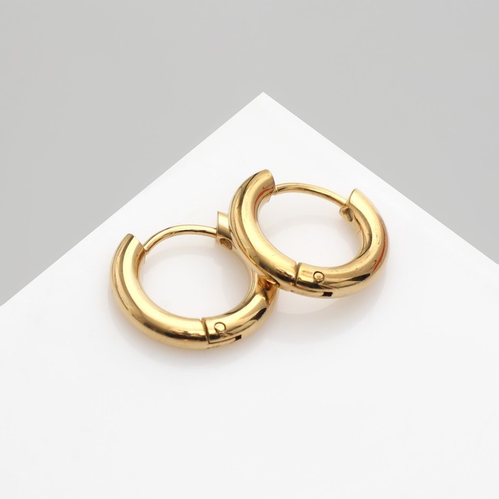 Серьги-кольца «Стальные» d=1,3 см, цвет золото - Фото 1