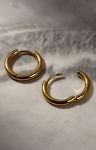 Серьги кольца QF, сталь, d=1.3 см, цвет золото - Фото 3