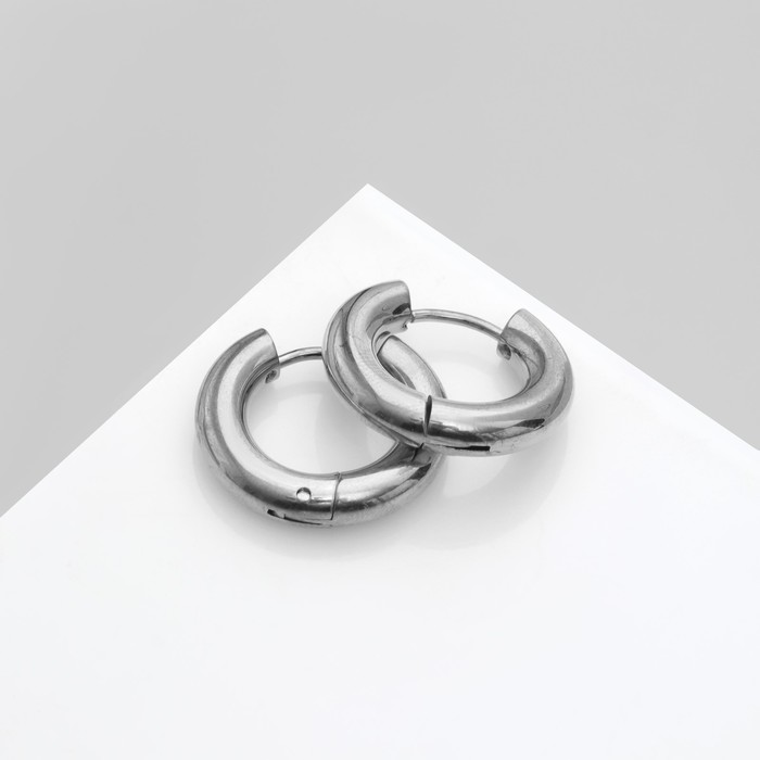 Серьги-кольца «Стальные» d=1,9 см, цвет серебро - Фото 1