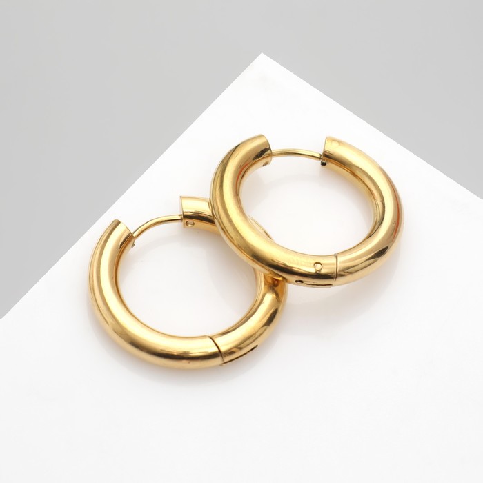Серьги-кольца «Стальные» d=2,5 см, цвет золото - Фото 1