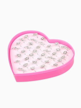 Кольцо «Выбражулька» королевское, форма МИКС, белое в серебре, безразмерное (комплект 36 шт)