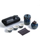 Набор для чайной церемонии 6 предметов на 3 персоны: чашка 50 мл, чайник 280 мл, синий - фото 24361189