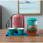 Набор для чайной церемонии ДЖЕКИЧАЙ «Наньян», 4 предмета, на 2 персоны: чашка 55 мл, чайник 400 мл, керамика, бирюзовый - Фото 1