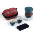 Набор для чайной церемонии ДЖЕКИЧАЙ «Наньян», 4 предмета, на 2 персоны: чашка 55 мл, чайник 400 мл, керамика, бирюзовый - Фото 3