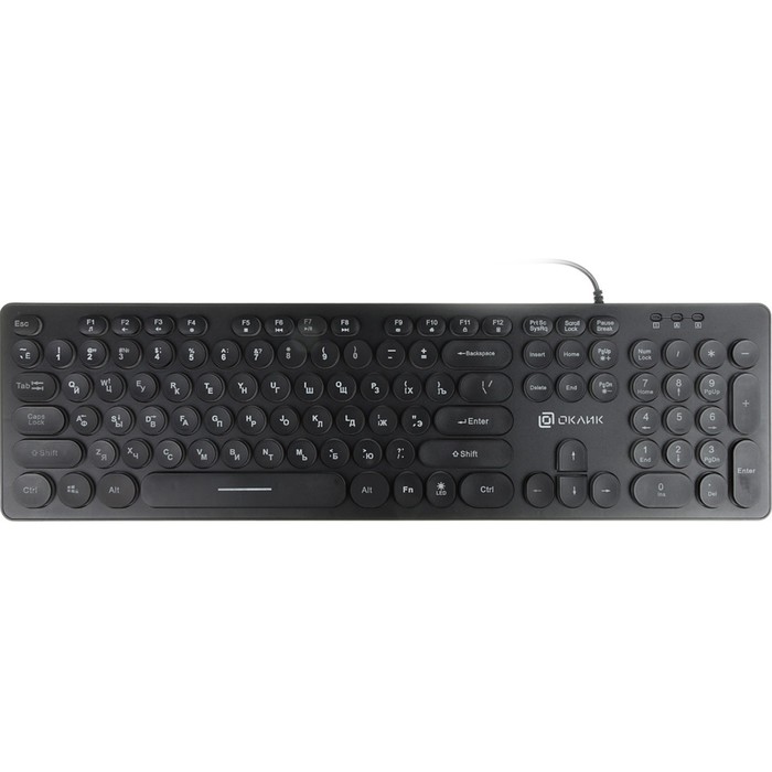 Клавиатура Оклик 420MRL черный USB slim Multimedia LED - фото 51476853