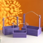 Набор кашпо деревянных 3 в 1 (29×18×33; 25×15×30; 21×12×23) "Аром", Фиолетовый - фото 320472198