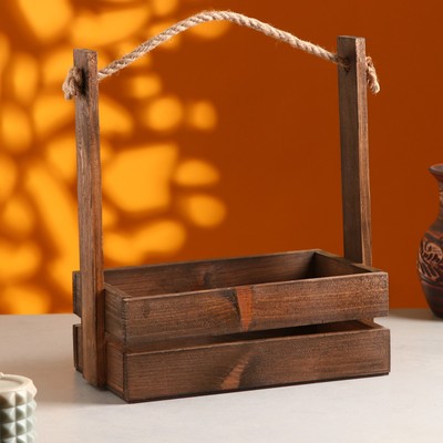 Подарочный ящик «Аром», 25×15×30 см, деревянный, ручка - канат, цвет палисандр