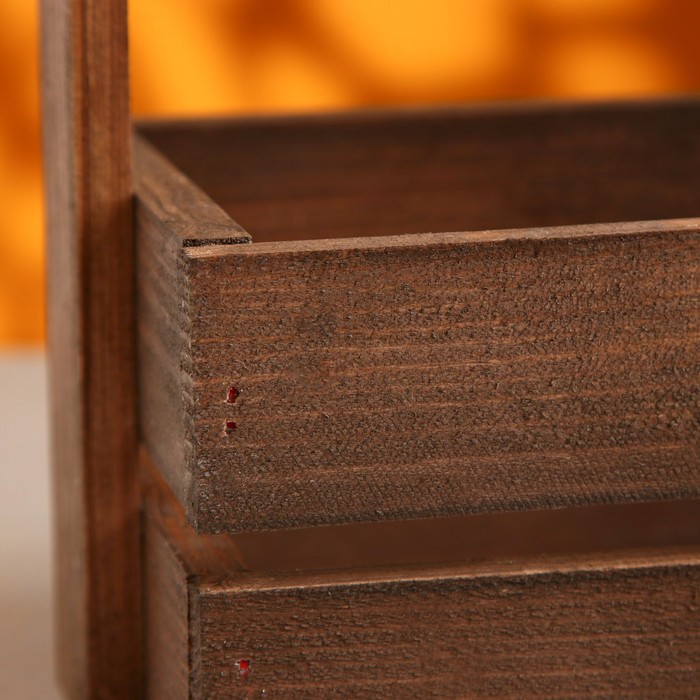 Кашпо деревянное 28×15×30 см "Аром", ручка канат, сосн палисандр