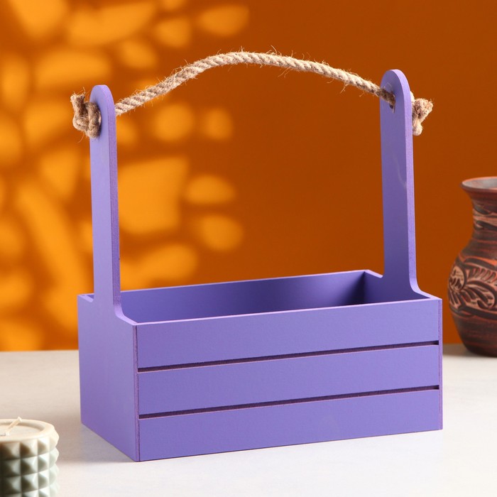 Подарочный ящик «Аром», 25.5×15×30 см, деревянный, ручка - канат, фиолетовый - Фото 1