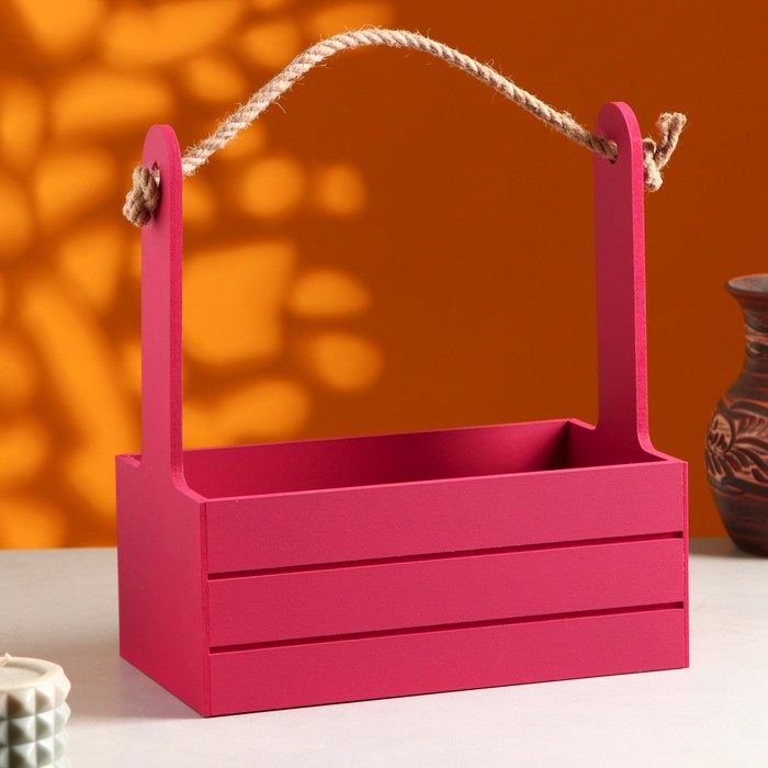 Подарочный ящик «Аром», 25.5×15×30 см, деревянный, ручка - канат, бордовый - Фото 1