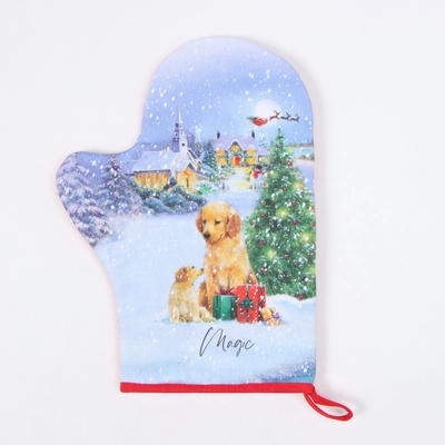 Варежка-прихватка новогодняя Этель "Рождественский вечер" 20х28 см, 100% хл, ватин 250 г/м2