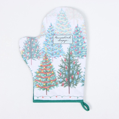 Варежка-прихватка новогодняя Этель "Сказочный лес" 20х28 см, 100% хл, ватин 250 г/м2