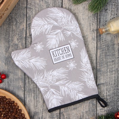 Варежка-прихватка новогодняя «Этель. Рождественские ветки», 20×28 см, 100% хлопок, ватин 250 г/м²