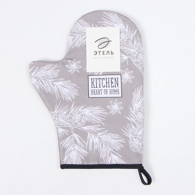 Варежка-прихватка новогодняя Этель "Рождественские ветки" 20х28 см, 100% хл, ватин 250 г/м2