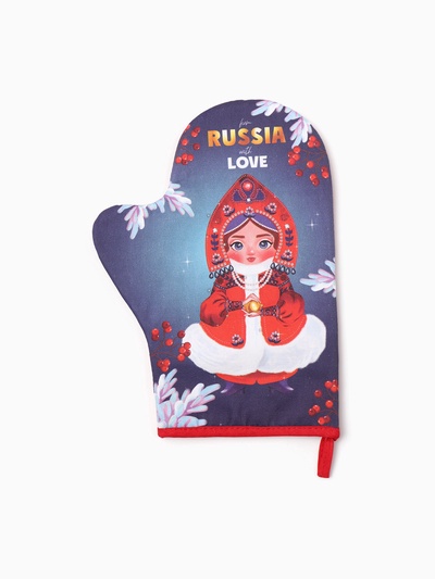 Варежка-прихватка новогодняя Этель "Матрёшка" 20х28 см, 100% хл, ватин 250 г/м2