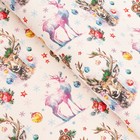 Бумага упаковочная новогодняя, крафт белый «Олени», 70×100 см, 1 лист - Фото 2