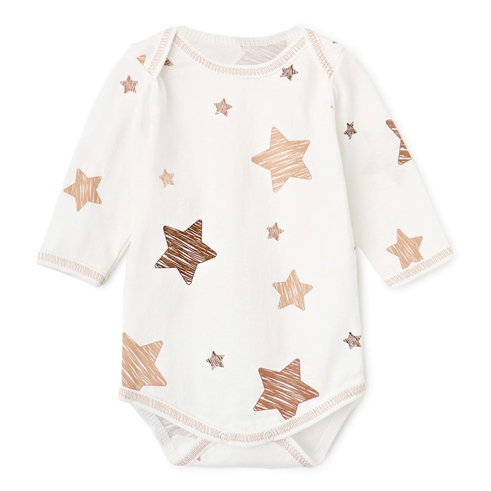 Боди Bloom Baby Звездочки с дл. рукавом, р. 74 см, молочный - Фото 1