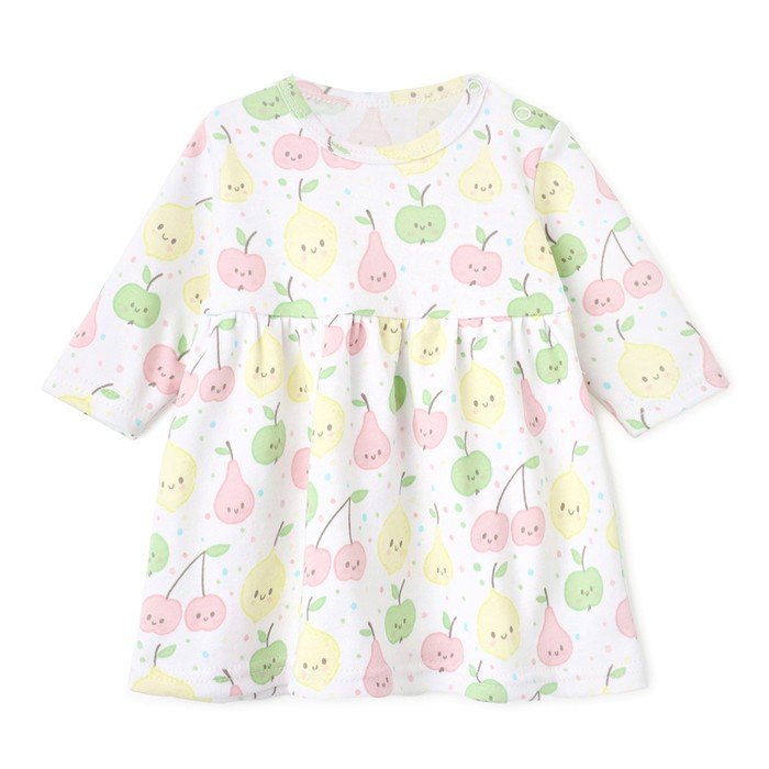 Платье Bloom Baby Фрукты с дл. рукавом, р. 80 см, молочный - Фото 1