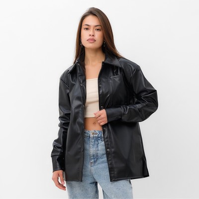 Рубашка женская из экокожи MIST: Base, размер 46, чёрный