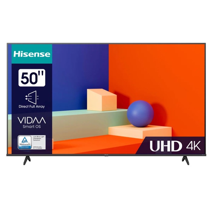 Телевизор Hisense 50A6K , 50", 3840x2160, DVB-T/T2/C/S2, HDMI 3, USB 2, Smart TV, чёрный - Фото 1
