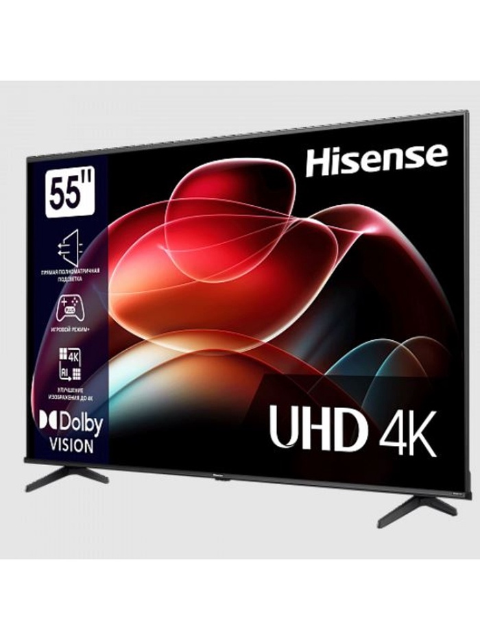 Телевизор Hisense 55A6K, 55", 3840x2160, DVB-T/T2/C/S2, HDMI 3, USB 2, Smart TV, чёрный - фото 51831820