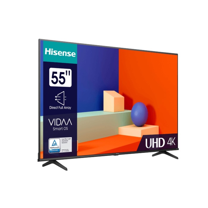 Телевизор Hisense 55A6K, 55", 3840x2160, DVB-T/T2/C/S2, HDMI 3, USB 2, Smart TV, чёрный