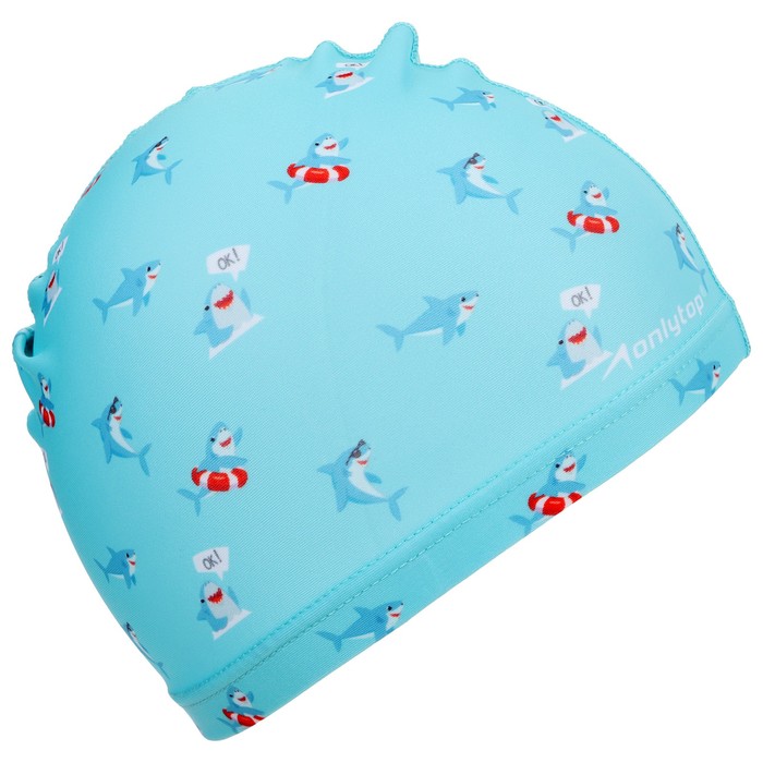 Шапочка для плавания детская ONLYTOP «Акулы», тканевая, обхват 46-50 см