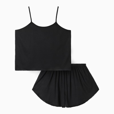 Пижама женская (топ, шорты) KAFTAN:Basic, размер 44, чёрная