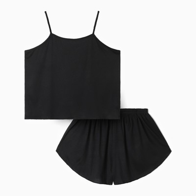 Пижама женская (топ, шорты) KAFTAN:Basic, размер 44, чёрная