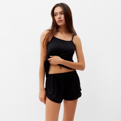 Пижама женская (топ, шорты) KAFTAN:Basic, размер 44, чёрная